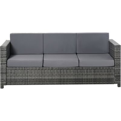 Outsunny Divano Da Giardino 3 Posti In Rattan Pe E Metallo 185x70x80 Cm Grigio Outsunny Divano Da Giardino 3 Posti In Rattan Pe E Metallo 185x70x80 Cm Grigio