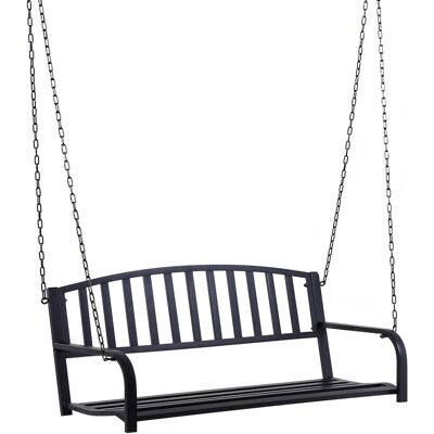 Zone Sedia Sospesa, Altalena Doppia Da Giardino, Panca A Dondolo, Altalena Hollywood, Panca Sospesa Con Catena, Metallo, Nero, 127 X 60 X 53 Cm Zone Sedia Sospesa, Altalena Doppia Da Giardino, Panca A Dondolo, Altalena Hollywood, Panca Sospesa Con Catena, Metallo, Nero, 127 X 60 X 53 Cm