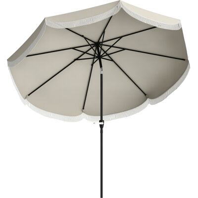 OEM Ombrellone Da Giardino Rotondo 2.7x2.4 M Con Manovella, In Metallo E Poliestere, Grigio Chiaro OEM Ombrellone Da Giardino Rotondo 2.7x2.4 M Con Manovella, In Metallo E Poliestere, Grigio Chiaro
