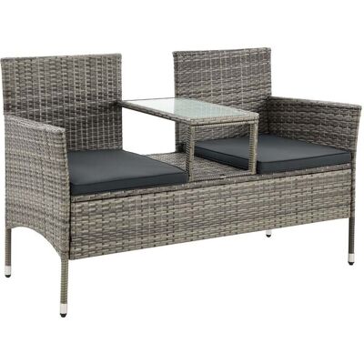 Juskys Panca In Polyrattan Monaco Grigio - Screziato Panca Da Giardino Per 2 Persone Incl. Tavolino Portaoggetti Juskys Panca In Polyrattan Monaco Grigio - Screziato Panca Da Giardino Per 2 Persone Incl. Tavolino Portaoggetti