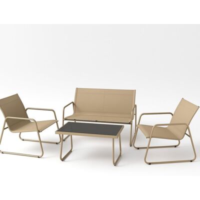 BAKAJI Set Salotto Da Giardino Con 2 Sedie Divano E Tavolino Per Patio Esterno Beige BAKAJI Set Salotto Da Giardino Con 2 Sedie Divano E Tavolino Per Patio Esterno Beige