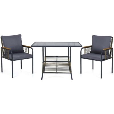 HELLOSHOP26 Set Da Bistrot Per Patio 104 X 66 X 71 Cm Salvaspazio Comodo Impilabile Sedia Di Design In Rattan Grigio 200019438 HELLOSHOP26 Set Da Bistrot Per Patio 104 X 66 X 71 Cm Salvaspazio Comodo Impilabile Sedia Di Design In Rattan Grigio 200019438