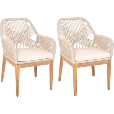 DÉCOSHOP26 Set Di 2 Sedie Da Giardino Moderne E Resistenti Alle Intemperie In Legno Di Acacia Con Schienali Arrotondati In Corda Intrecciata Color Crema E Cuscini Color Crema 040010098 DÉCOSHOP26 Set Di 2 Sedie Da Giardino Moderne E Resistenti Alle Intemperie In Legno Di Acacia Con Schienali Arrotondati In Corda Intrecciata Color Crema E Cuscini Color Crema 040010098