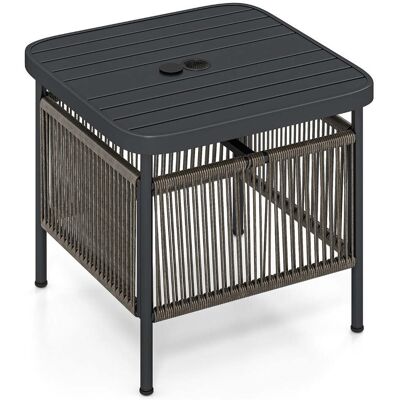 HELLOSHOP26 Tavolino Da Esterno 52 X 46 X 45 Cm Con Foro Per Ombrellone E Pratico Contenitore Stile Moderno Metallo Nero 200014064 HELLOSHOP26 Tavolino Da Esterno 52 X 46 X 45 Cm Con Foro Per Ombrellone E Pratico Contenitore Stile Moderno Metallo Nero 200014064