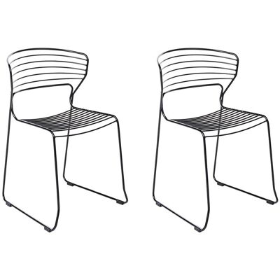 BELIANI Set Di 2 Sedie Da Pranzo Imbottite Design Moderno Base In Metallo Nero Pistoia BELIANI Set Di 2 Sedie Da Pranzo Imbottite Design Moderno Base In Metallo Nero Pistoia