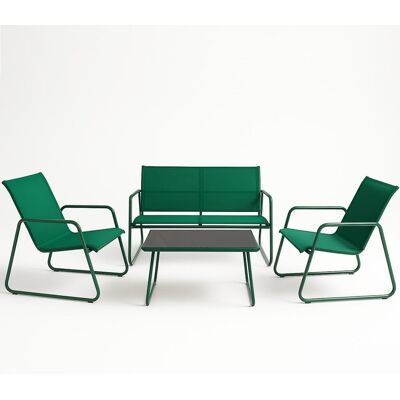 BAKAJI Set Salotto Da Giardino Con 2 Sedie Divano E Tavolino Per Patio Esterno Verde BAKAJI Set Salotto Da Giardino Con 2 Sedie Divano E Tavolino Per Patio Esterno Verde