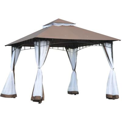 EASY COMFORT Easycomfort Gazebo Da Giardino 3x3m Con Zanzariera, Tetto A 2 Livelli E Struttura In Metallo Marrone EASY COMFORT Easycomfort Gazebo Da Giardino 3x3m Con Zanzariera, Tetto A 2 Livelli E Struttura In Metallo Marrone
