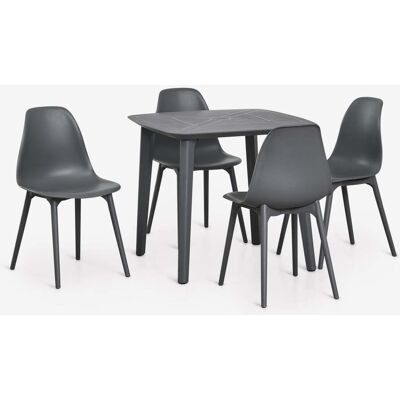 SKLUM Set Da Tavolo Quadrato 85x85 Cm E 4 Sedie Da Giardino In Polipropilene Scand SKLUM Set Da Tavolo Quadrato 85x85 Cm E 4 Sedie Da Giardino In Polipropilene Scand