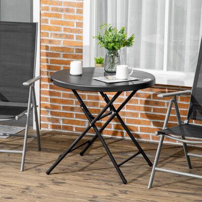LEMONBEST Tavolo Da Giardino Rotondo Per 4 Persone Ø80 Cm, Estensibile In Effetto Legno, Colore Grigio Scuro, Ideale Per Balcone E Terrazza LEMONBEST Tavolo Da Giardino Rotondo Per 4 Persone Ø80 Cm, Estensibile In Effetto Legno, Colore Grigio Scuro, Ideale Per Balcone E Terrazza