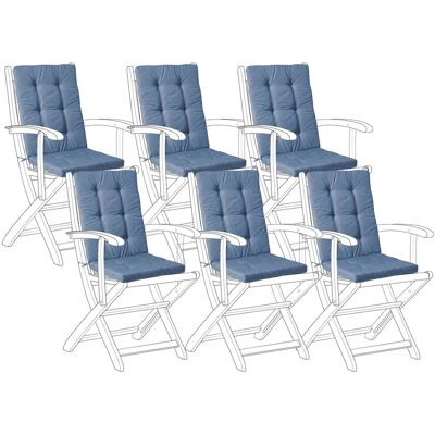 BELIANI Set Di 6 Cuscini Per Seduta E Schienale Da Esterno Con Poggiatesta Imbottito Blu Java/amantea Premium BELIANI Set Di 6 Cuscini Per Seduta E Schienale Da Esterno Con Poggiatesta Imbottito Blu Java/amantea Premium