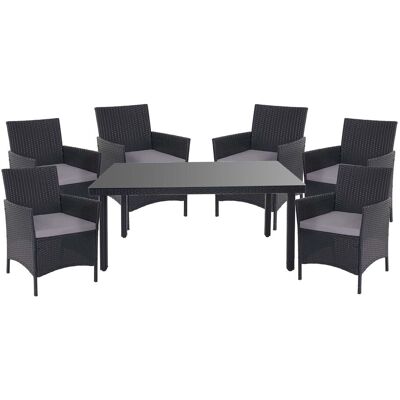 DÉCOSHOP26 Set Di Mobili Da Giardino In Polyrattan Color Antracite Composto Da Tavolo E 6 Poltrone Con Cuscini Grigio Scuro 040003054 DÉCOSHOP26 Set Di Mobili Da Giardino In Polyrattan Color Antracite Composto Da Tavolo E 6 Poltrone Con Cuscini Grigio Scuro 040003054
