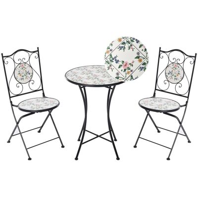 BELIANI Set Da Bistrot In Stile Ferro Battuto Con Tavolo E Sedie Pieghevoli In Piastrelle Di Ceramica A Mosaico Nero Collio BELIANI Set Da Bistrot In Stile Ferro Battuto Con Tavolo E Sedie Pieghevoli In Piastrelle Di Ceramica A Mosaico Nero Collio