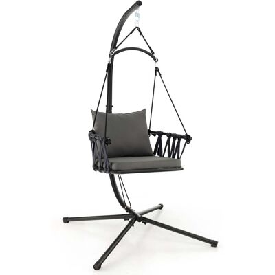 HELLOSHOP26 Sedia Sospesa Pieghevole Con Supporto 69 X 56 X 38 Cm Comfort Migliorato Stile Moderno Metallo Grigio 200020039 HELLOSHOP26 Sedia Sospesa Pieghevole Con Supporto 69 X 56 X 38 Cm Comfort Migliorato Stile Moderno Metallo Grigio 200020039