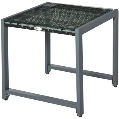 EASY COMFORT Easycomfort Tavolino Da Esterno Con Struttura In Alluminio E Pe Rattan E Piano In Vetro Grigio 50x50x50cm EASY COMFORT Easycomfort Tavolino Da Esterno Con Struttura In Alluminio E Pe Rattan E Piano In Vetro Grigio 50x50x50cm