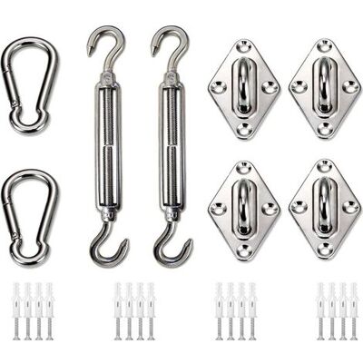 ABYSSE Kit Di Montaggio Per Vela Parasole Rettangolare, Robusto Set Di Vela Parasole In Acciaio Inox Con Accessori Di Montaggio Per Giardino, Terrazzo E Cortile. ABYSSE Kit Di Montaggio Per Vela Parasole Rettangolare, Robusto Set Di Vela Parasole In Acciaio Inox Con Accessori Di Montaggio Per Giardino, Terrazzo E Cortile.