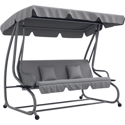 Zone Altalena Da Giardino 2-in-1 Con Funzione Reclinabile, Tetto Regolabile, Fino A 340 Kg, Acciaio, 200x120x164 Cm, Grigio Zone Altalena Da Giardino 2-in-1 Con Funzione Reclinabile, Tetto Regolabile, Fino A 340 Kg, Acciaio, 200x120x164 Cm, Grigio