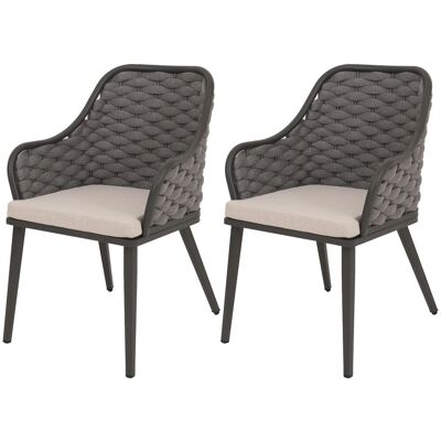 DÉCOSHOP26 Set Di 2 Sedie Da Giardino Con Intreccio Spesso E Cuscini Color Tortora Stile Moderno In Alluminio Antracite 040009593 DÉCOSHOP26 Set Di 2 Sedie Da Giardino Con Intreccio Spesso E Cuscini Color Tortora Stile Moderno In Alluminio Antracite 040009593