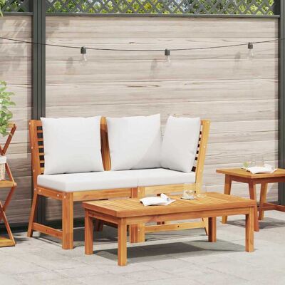 VIDAXL Set Divani Da Giardino 3 Pz Con Cuscini Crema In Legno VIDAXL Set Divani Da Giardino 3 Pz Con Cuscini Crema In Legno