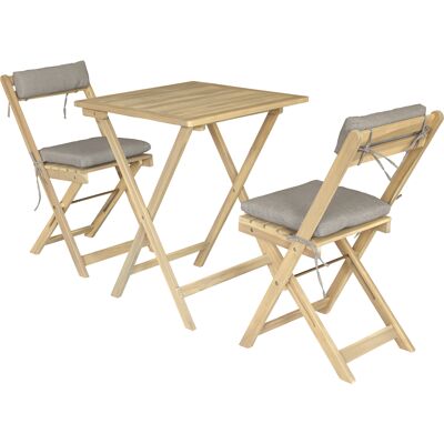 HAPPY GARDEN Set Da Tavolo E Sedie Per 2 Posti In Acacia E Cuscini Sabbia Benagil HAPPY GARDEN Set Da Tavolo E Sedie Per 2 Posti In Acacia E Cuscini Sabbia Benagil