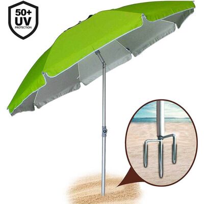BAKAJI - Ombrellone Mare Spiaggia Giardino 210cm In Alluminio Con Punta Tridente BAKAJI - Ombrellone Mare Spiaggia Giardino 210cm In Alluminio Con Punta Tridente