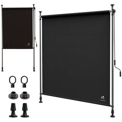 VOUNOT ® Tenda Da Sole Verticale 100 X 310 Cm Senza Fori Con Manovella, Estensibile Protezione Solare Uv E Resistente Alle Intemperie, Antracite VOUNOT ® Tenda Da Sole Verticale 100 X 310 Cm Senza Fori Con Manovella, Estensibile Protezione Solare Uv E Resistente Alle Intemperie, Antracite