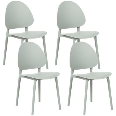BELIANI Set Di 4 Sedie Da Pranzo In Plastica Per Interni Ed Esterni Senza Braccioli Verde Menta Ceara BELIANI Set Di 4 Sedie Da Pranzo In Plastica Per Interni Ed Esterni Senza Braccioli Verde Menta Ceara