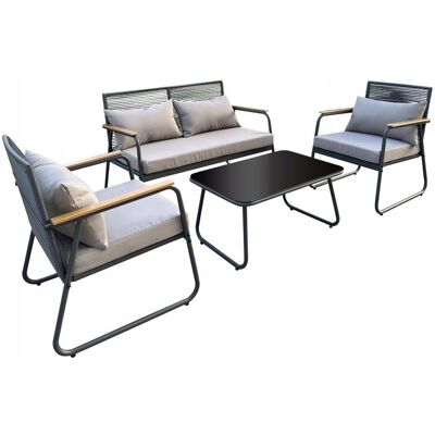 OEM Set Di Mobili Da Giardino: Divano, 2 Poltrone E Un Tavolo Nero. OEM Set Di Mobili Da Giardino: Divano, 2 Poltrone E Un Tavolo Nero.