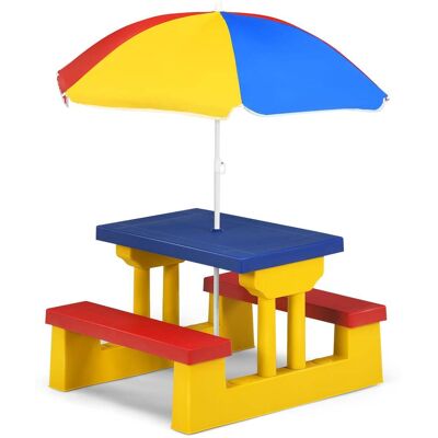 DÉCOSHOP26 Set Da Giardino Per Bambini Composto Da Tavolo E Panca In Pp Con Ombrellone Multicolore 200000560 DÉCOSHOP26 Set Da Giardino Per Bambini Composto Da Tavolo E Panca In Pp Con Ombrellone Multicolore 200000560