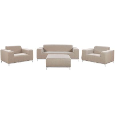 Set da Giardino Beliani Tessuto Beige Piedi in Alluminio Bianchi - Set da Giardino Set da Giardino Beliani Tessuto Beige Piedi in Alluminio Bianchi - Set da Giardino