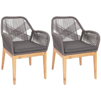 DÉCOSHOP26 Set Di 2 Sedie Da Giardino Moderne E Resistenti Alle Intemperie In Legno Di Acacia Con Schienale Arrotondato In Corda Intrecciata Grigia E Cuscino Grigio 040010099 DÉCOSHOP26 Set Di 2 Sedie Da Giardino Moderne E Resistenti Alle Intemperie In Legno Di Acacia Con Schienale Arrotondato In Corda Intrecciata Grigia E Cuscino Grigio 040010099