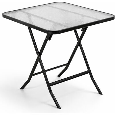 BAKAJI Tavolino Pieghevole Quadrato Con Struttura Nera Tavolo Piano In Vetro 60x60x71cm BAKAJI Tavolino Pieghevole Quadrato Con Struttura Nera Tavolo Piano In Vetro 60x60x71cm