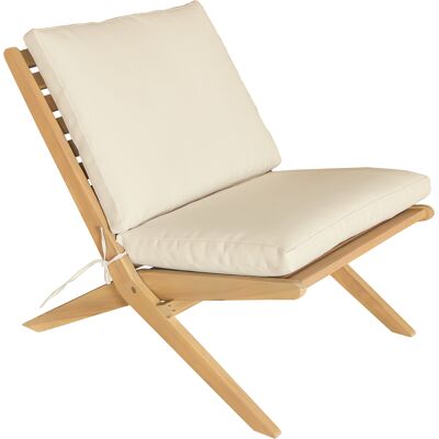 HAPPY GARDEN Faro Poltrona Da Giardino Pieghevole In Acacia Con Cuscini Beige HAPPY GARDEN Faro Poltrona Da Giardino Pieghevole In Acacia Con Cuscini Beige