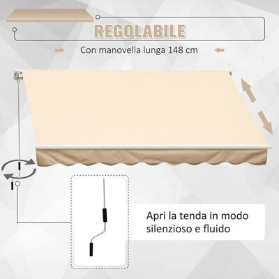 EASY COMFORT Easycomfort Tenda Da Sole 4x2.5 M Avvolgibile A Manovella Con Copertura Impermeabile, In Metallo E Alluminio, Beige EASY COMFORT Easycomfort Tenda Da Sole 4x2.5 M Avvolgibile A Manovella Con Copertura Impermeabile, In Metallo E Alluminio, Beige