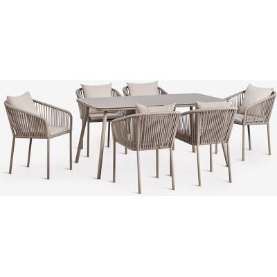 SKLUM Set Da Tavolo Rettangolare 160x90 Cm E 6 Sedie Da Giardino In Corda Intrecciata Arhiza Classic SKLUM Set Da Tavolo Rettangolare 160x90 Cm E 6 Sedie Da Giardino In Corda Intrecciata Arhiza Classic