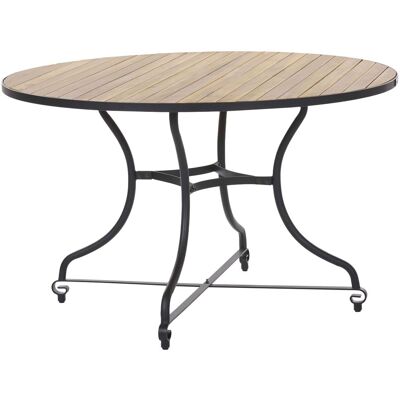 BELIANI Tavolo Da Pranzo Da Giardino Con Struttura In Acciaio E Piano In Legno Di Acacia Marrone Chiaro Lascari BELIANI Tavolo Da Pranzo Da Giardino Con Struttura In Acciaio E Piano In Legno Di Acacia Marrone Chiaro Lascari