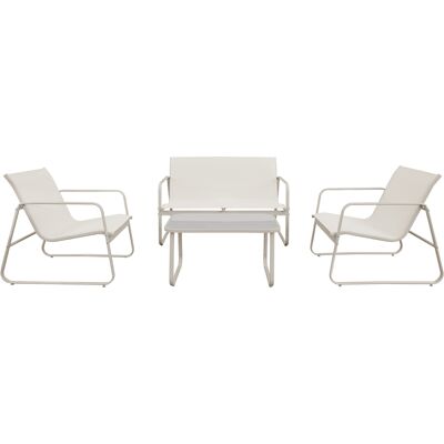 HAPPY GARDEN Set Di Mobili Da Giardino A 4 Posti In Textilene Beige Tenerife HAPPY GARDEN Set Di Mobili Da Giardino A 4 Posti In Textilene Beige Tenerife