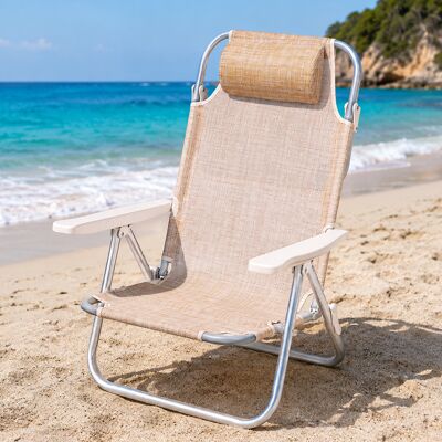 BAKAJI Spiaggina Sedia Prendisole Pieghevole Mare Spiaggia Reclinabile Beige Melange BAKAJI Spiaggina Sedia Prendisole Pieghevole Mare Spiaggia Reclinabile Beige Melange