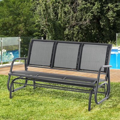 LEMONBEST Sedia A Dondolo Da Giardino 3 Posti In Metallo Resistente Alle Intemperie, Struttura Robusta, Colore Nero, Dimensioni 151x75x85 Cm LEMONBEST Sedia A Dondolo Da Giardino 3 Posti In Metallo Resistente Alle Intemperie, Struttura Robusta, Colore Nero, Dimensioni 151x75x85 Cm