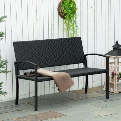 LEMONBEST Panchina Da Giardino 2 Posti In Polyrattan Con Struttura In Acciaio E Intreccio Nero 122x60x87 Cm Per Esterni LEMONBEST Panchina Da Giardino 2 Posti In Polyrattan Con Struttura In Acciaio E Intreccio Nero 122x60x87 Cm Per Esterni