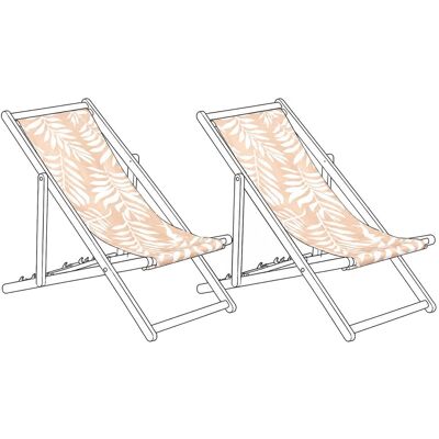BELIANI Set Di 2 Teli Di Ricambio Per Lettino Da Sole Con Motivo Foglie Beige Anzio / Avellino BELIANI Set Di 2 Teli Di Ricambio Per Lettino Da Sole Con Motivo Foglie Beige Anzio / Avellino