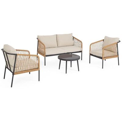 BIZZOTTO Set Per Esterno Con Cuscini Felipe 4pz Naturale - 663880 BIZZOTTO Set Per Esterno Con Cuscini Felipe 4pz Naturale - 663880