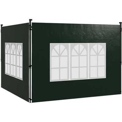 Zone Due Pannelli Laterali Adatti Per Gazebo 3x3 E 3x6, Impermeabili, Con Finestre, Verde Scuro. Zone Due Pannelli Laterali Adatti Per Gazebo 3x3 E 3x6, Impermeabili, Con Finestre, Verde Scuro.