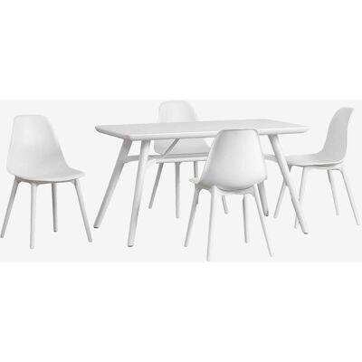 SKLUM Set Da Tavolo Rettangolare 135x80 Cm E 4 Sedie Da Giardino In Polipropilene Scand SKLUM Set Da Tavolo Rettangolare 135x80 Cm E 4 Sedie Da Giardino In Polipropilene Scand