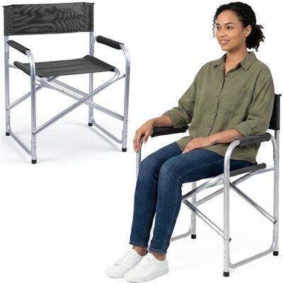 BAKAJI Sedia Regista Struttura Alluminio Rivestimento Tessuto Oxford Grigio 57x48x78cm BAKAJI Sedia Regista Struttura Alluminio Rivestimento Tessuto Oxford Grigio 57x48x78cm