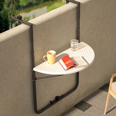 BAKAJI Tavolo Tavolino Ringhiera Esterno Balcone Pieghevole Metallo E Polyrattan Bianco BAKAJI Tavolo Tavolino Ringhiera Esterno Balcone Pieghevole Metallo E Polyrattan Bianco