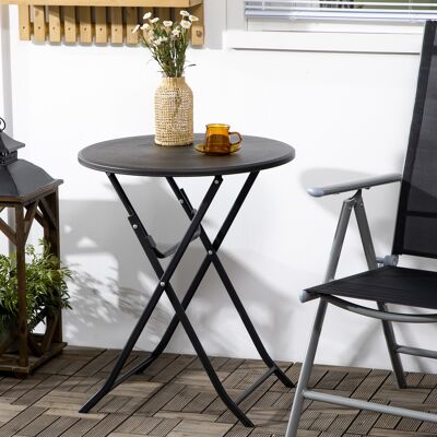 LEMONBEST Tavolo Tondo Pieghevole Ø60 Cm Per Balcone E Terrazzo In Effetto Legno, Colore Grigio Scuro LEMONBEST Tavolo Tondo Pieghevole Ø60 Cm Per Balcone E Terrazzo In Effetto Legno, Colore Grigio Scuro