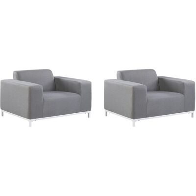 BELIANI Set Di 2 Poltrone In Tessuto Grigio E Struttura Bianca Rovigo BELIANI Set Di 2 Poltrone In Tessuto Grigio E Struttura Bianca Rovigo