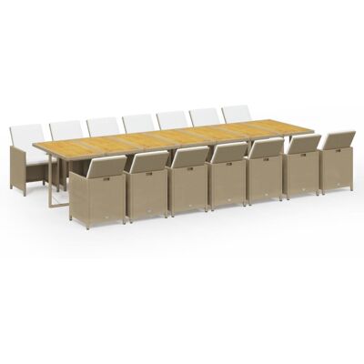 HELLOSHOP26 Set Da Pranzo Da Giardino Mobile Da Esterno Cuscini 15 Pz In Polyrattan Beige 020014421 HELLOSHOP26 Set Da Pranzo Da Giardino Mobile Da Esterno Cuscini 15 Pz In Polyrattan Beige 020014421