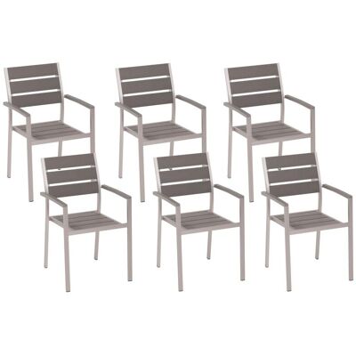 BELIANI Set Di 6 Sedie Da Pranzo In Alluminio Anodizzato Colore Grigio Vernio BELIANI Set Di 6 Sedie Da Pranzo In Alluminio Anodizzato Colore Grigio Vernio
