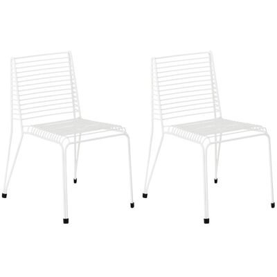 BELIANI Set Di 2 Sedie Da Giardino In Acciaio Impilabili Da Esterno Per Patio Bianco Chieve BELIANI Set Di 2 Sedie Da Giardino In Acciaio Impilabili Da Esterno Per Patio Bianco Chieve